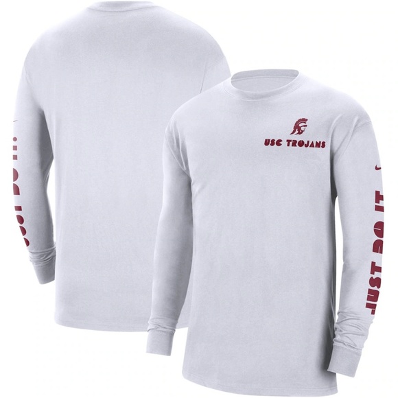 New Men's Nike White USC Trojans Heritage Max 90‎ Long Sleeve T-Shirt - Picture 1 of 4